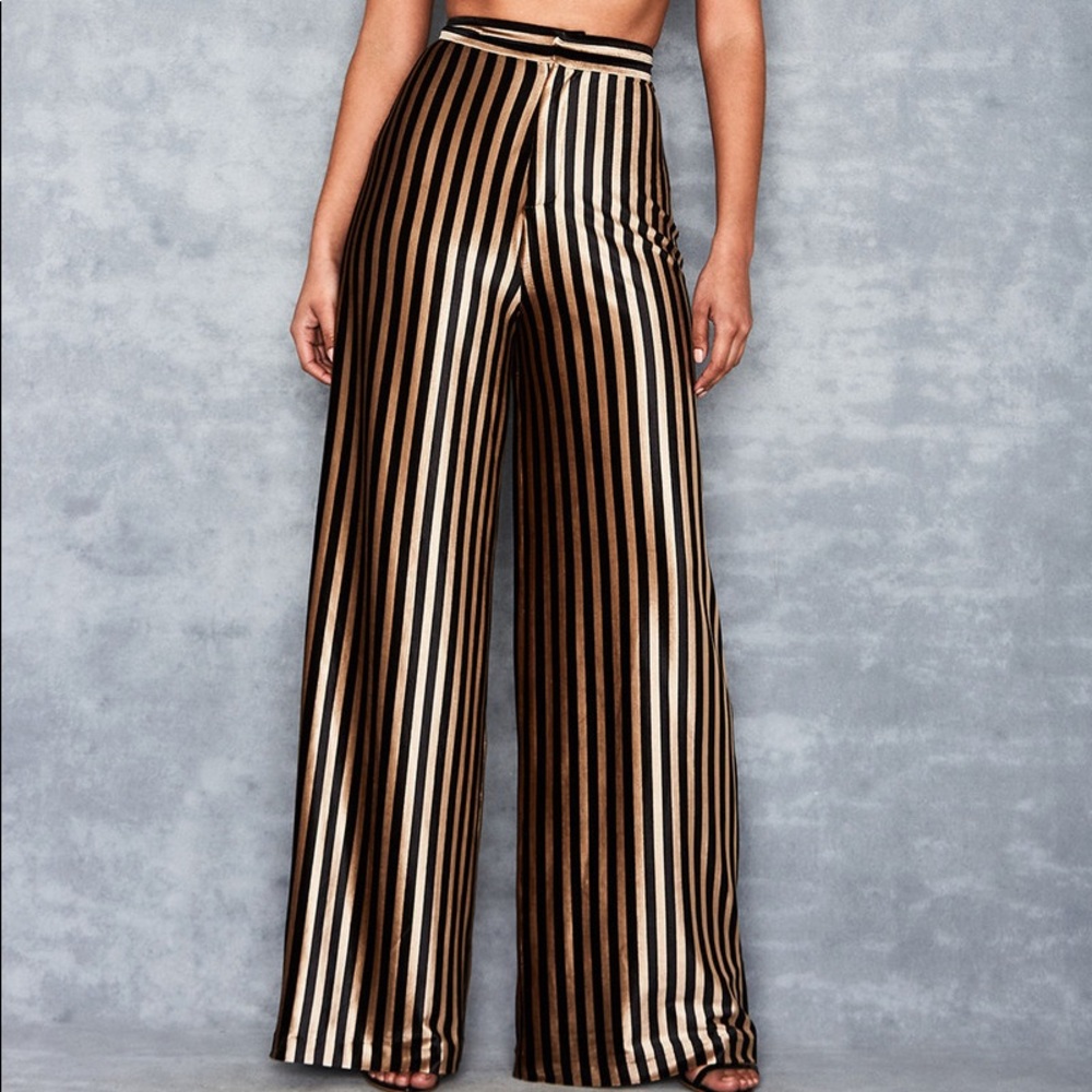 NWT MISTRESS ROCKS Black/Gold Velvet Stripe